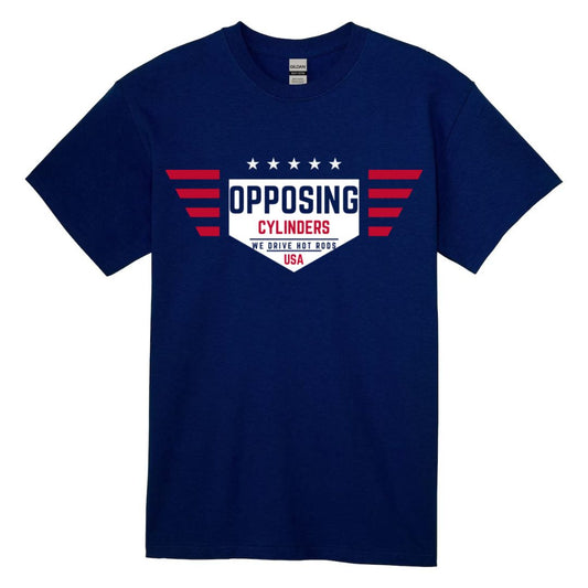 USA Shirt - Opposing Cylinders, We Drive Hot Rods